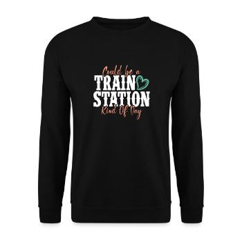 Train Station Kind Of Day Tee - Unisex Sweatshirt - black - Front - Alina (178cm) & Michal (187cm)