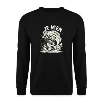 I Fish Fisherman Humor Retro Fish - Unisex Sweatshirt - black - Front - Alina (178cm) & Michal (187cm)