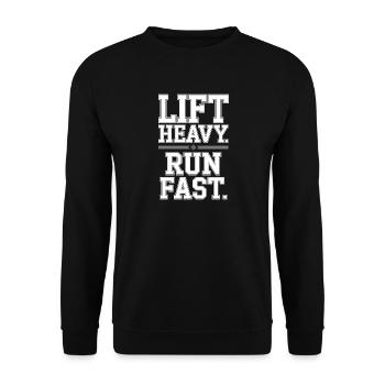 Lift Heavy Run Fast Gym Kraftsport Workout Fitness - Unisex Pullover - Schwarz - Vorne - Alina (178cm) & Michal (187cm)