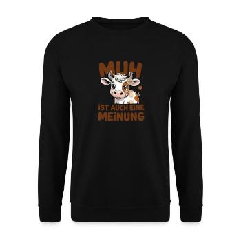  Muh Ist Auch Eine Meinung Lustiger Kuh Spruch Für - Unisex Pullover - Schwarz - Vorne - Alina (178cm) & Michal (187cm)