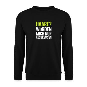 Glatze Glatzenträger Glatzkopf Geschenk - Unisex Pullover - Schwarz - Vorne - Alina (178cm) & Michal (187cm)