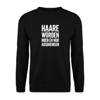 Glatze Glatzkopf Glatzenträger Geschenke - Unisex Pullover - Schwarz - Vorne - Alina (178cm) & Michal (187cm)