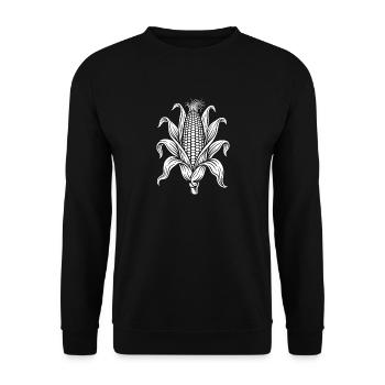 Maiskolben mit Blättern: Mais Natur-Illustration - Unisex Pullover - Schwarz - Vorne - Alina (178cm) & Michal (187cm)