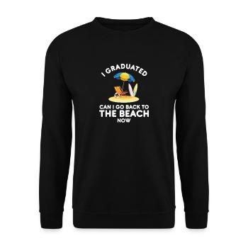 Ich habe meinen Abschluss gemacht. Kann ich jetzt zurück zum Strand. - Unisex Pullover - Schwarz - Vorne - Alina (178cm) & Michal (187cm)