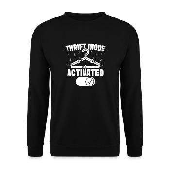 Thrift Shop Thrift Mode Activated Love Thrifting - Unisex Sweatshirt - black - Front - Alina (178cm) & Michal (187cm)