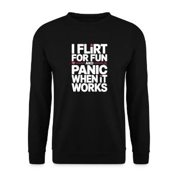 I Flirt For Fun Dating Flirt Anmachspruch Single - Unisex Pullover - Schwarz - Vorne - Alina (178cm) & Michal (187cm)