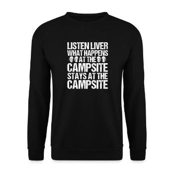 Camping Bonfire Camp Life Forest Camper - Unisex Pullover - Schwarz - Vorne - Alina (178cm) & Michal (187cm)