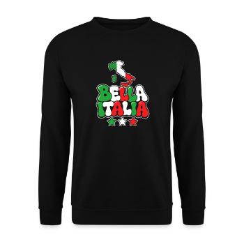 Bella Italia Pop Art – Farbenpracht - Unisex Pullover - Schwarz - Vorne - Alina (178cm) & Michal (187cm)