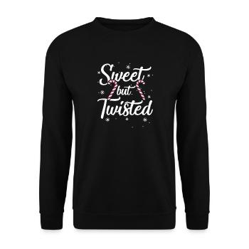 Süßes, aber verdrehtes Weihnachten - Unisex Pullover - Schwarz - Vorne - Alina (178cm) & Michal (187cm)