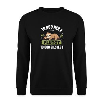 Paresseux en sieste Plutôt siestes - Sweat-shirt Unisexe - noir - Devant - Alina (178cm) & Michal (187cm)