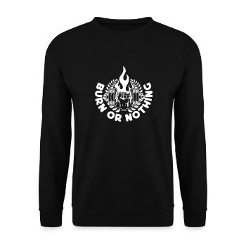 Powerlifting Bodybuilder Burn Or Nothing Gym - Unisex Sweatshirt - black - Front - Alina (178cm) & Michal (187cm)