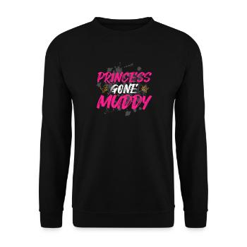 Princess gone muddy Schlammlauf Mud Run Muddy Race - Unisex Sweatshirt - black - Front - Alina (178cm) & Michal (187cm)