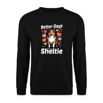 Chien Shetland Sheltie Race - Sweat-shirt Unisexe - noir - Devant - Alina (178cm) & Michal (187cm)
