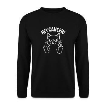 Hey Cancer Angry Cat - Unisex Sweatshirt - black - Front - Alina (178cm) & Michal (187cm)