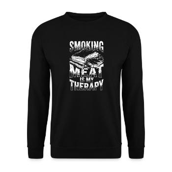 smoking meat is my therapy - Unisex Pullover - Schwarz - Vorne - Alina (178cm) & Michal (187cm)