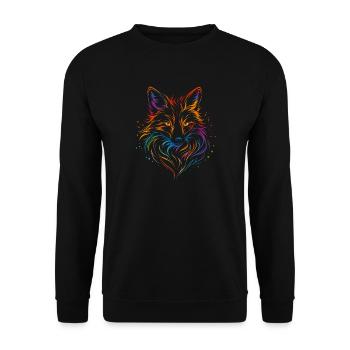 Fuchs Line Art – Farbenfrohes Fox Design - Unisex Pullover - Schwarz - Vorne - Alina (178cm) & Michal (187cm)
