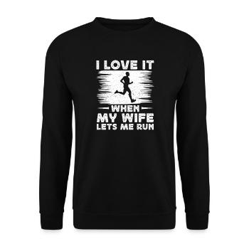 Marathon Runner Love When My Wife Lets Me Running - Unisex Sweatshirt - black - Front - Alina (178cm) & Michal (187cm)