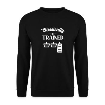 Classically trained Car lover car guy mechanic - Unisex Pullover - Schwarz - Vorne - Alina (178cm) & Michal (187cm)