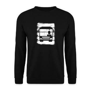 Retro Busfahrer - Unisex Pullover - Schwarz - Vorne - Alina (178cm) & Michal (187cm)