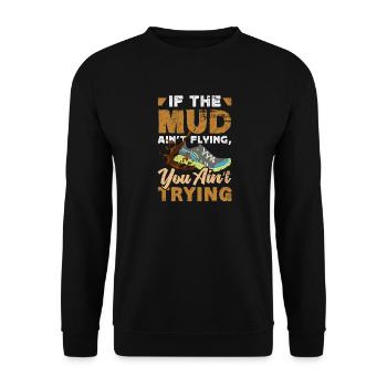 Mädchen Auf Matschigem Hindernislauf - Unisex Pullover - Schwarz - Vorne - Alina (178cm) & Michal (187cm)