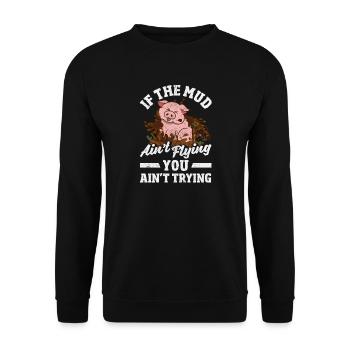 Mädchen Auf Matschigem Hindernislauf - Unisex Pullover - Schwarz - Vorne - Alina (178cm) & Michal (187cm)