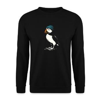 Un macareux avec bonnet - Sweat-shirt Unisexe - noir - Devant - Alina (178cm) & Michal (187cm)