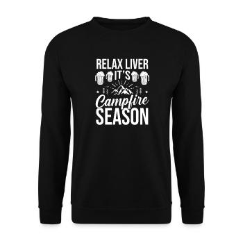 Camping Bonfire Camp Life Forest Camper - Unisex Pullover - Schwarz - Vorne - Alina (178cm) & Michal (187cm)