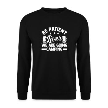 Camping Bonfire Camp Life Forest Camper - Unisex Pullover - Schwarz - Vorne - Alina (178cm) & Michal (187cm)