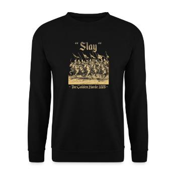 Mongol Empire Genghis Khan Golden Horde Horseman - Unisex Sweatshirt - black - Front - Alina (178cm) & Michal (187cm)