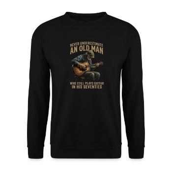 Old Man Playing Guitar 70's Birthday - Unisex Sweatshirt - black - Front - Alina (178cm) & Michal (187cm)