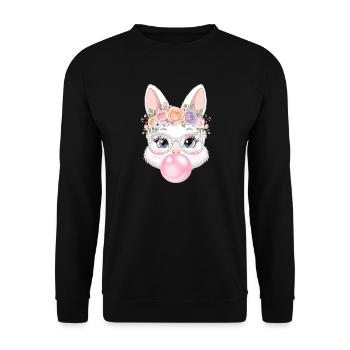 Flower wreath bunny with glasses - Unisex Sweatshirt - black - Front - Alina (178cm) & Michal (187cm)