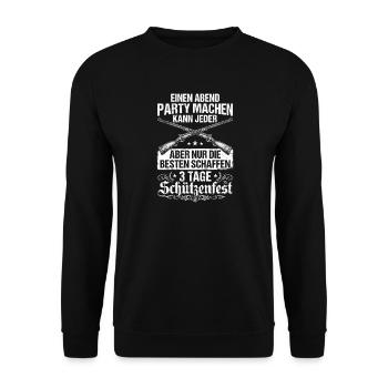 Dreitage Schützenfest Motiv - Unisex Pullover - Schwarz - Vorne - Alina (178cm) & Michal (187cm)