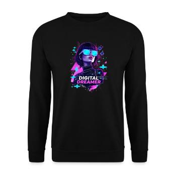 Digital Dreamer Cyberpunk Girl - Unisex Sweatshirt - black - Front - Alina (178cm) & Michal (187cm)