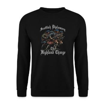Highlander Clan Krieger | Schottland Geschichte - Unisex Pullover - Schwarz - Vorne - Alina (178cm) & Michal (187cm)