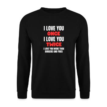 Plus que les burgers que les frites aiment - Sweat-shirt Unisexe - noir - Devant - Alina (178cm) & Michal (187cm)