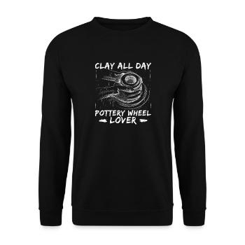 Potiers Potiers Poterie Toute la Journée - Sweat-shirt Unisexe - noir - Devant - Alina (178cm) & Michal (187cm)