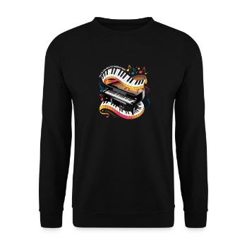  Fall In Love With The Sound Of Piano Buntes - Unisex Pullover - Schwarz - Vorne - Alina (178cm) & Michal (187cm)