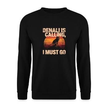 Denali appelle le chat un coucher de soleil rétro - Sweat-shirt Unisexe - noir - Devant - Alina (178cm) & Michal (187cm)
