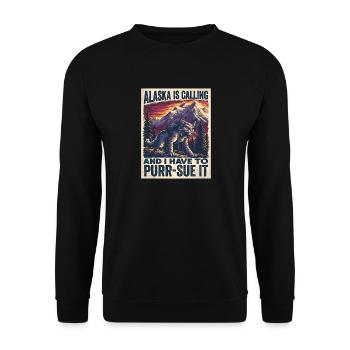 L’Alaska appelle le jeu de mots de fêtes des chats - Sweat-shirt Unisexe - noir - Devant - Alina (178cm) & Michal (187cm)