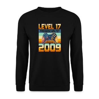 17. Geburtstag Junge Mädchen 2009 Gaming Level 17 - Unisex Pullover - Schwarz - Vorne - Alina (178cm) & Michal (187cm)