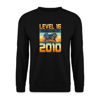 16. Geburtstag Junge Mädchen 2010 Gaming Level 16 - Unisex Pullover - Schwarz - Vorne - Alina (178cm) & Michal (187cm)