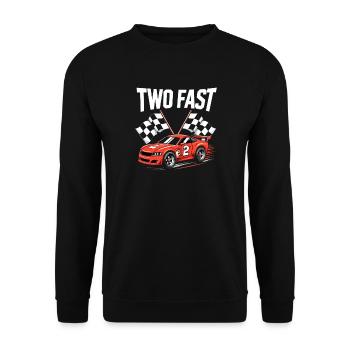 Two 2 Birthday Fast Racing Cars Second B-Day - Unisex Sweatshirt - black - Front - Alina (178cm) & Michal (187cm)