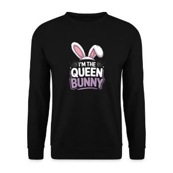 Königin der Bunny Hasen - Unisex Pullover - Schwarz - Vorne - Alina (178cm) & Michal (187cm)