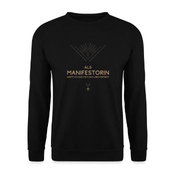 Manifestorin: wartet auf das Leben - Unisex Pullover - Schwarz - Vorne - Alina (178cm) & Michal (187cm)