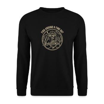 Fish Around and Find Out Funny Bear Fishing Gift - Unisex Sweatshirt - black - Front - Alina (178cm) & Michal (187cm)