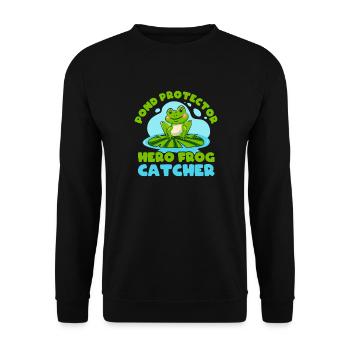 Frog Catcher Pond Protector Frog - Unisex Sweatshirt - black - Front - Alina (178cm) & Michal (187cm)