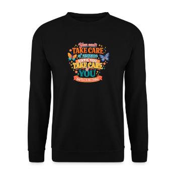 Self-Care First – Colorful Message Mindfulness - Unisex Sweatshirt - black - Front - Alina (178cm) & Michal (187cm)