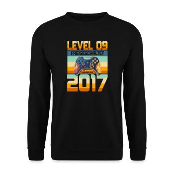 9. Geburtstag Junge Mädchen 2017 Gaming Gamer - Unisex Pullover - Schwarz - Vorne - Alina (178cm) & Michal (187cm)