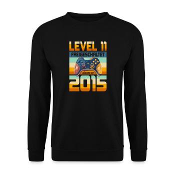 11. Geburtstag Junge Mädchen 2015 Gaming Level 11 - Unisex Pullover - Schwarz - Vorne - Alina (178cm) & Michal (187cm)