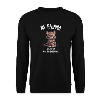 Funny Maine Coon Pajama Cat - Unisex Sweatshirt - black - Front - Alina (178cm) & Michal (187cm)